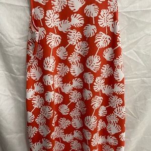 Blair dress PXL New, red /orange with Levite leaves